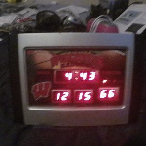 Wisconsin Badgers Alarm Clock With Thermometer